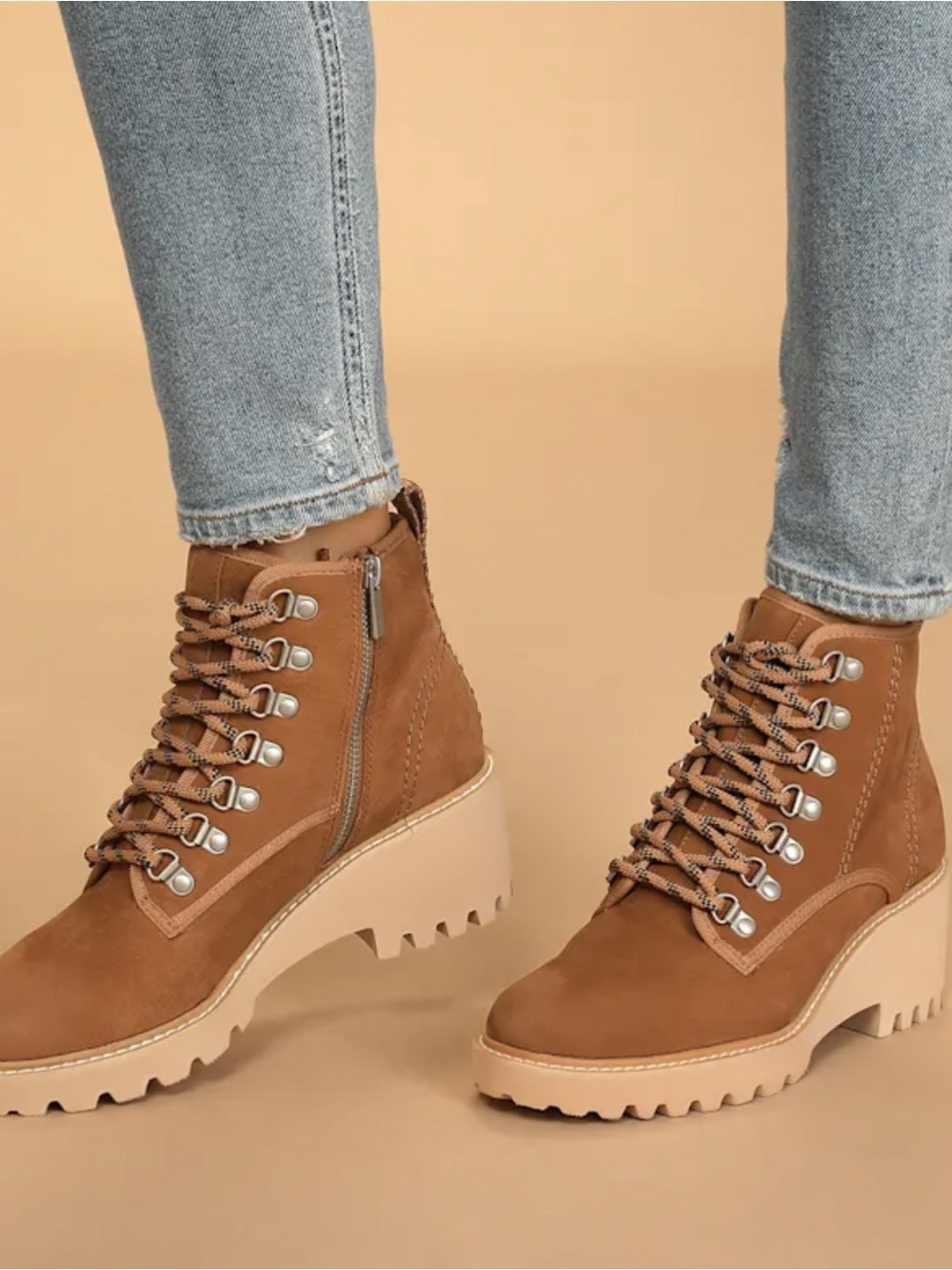 Dolce Vita Huey Hiker Whiskey Nubuck Leather Lace-Up Ankle Boots Size 10